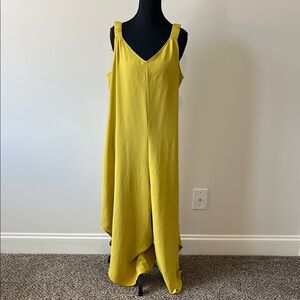 MSK Women's Golden Yellow Jumpsuit ruched straps and sweetheart neckline L